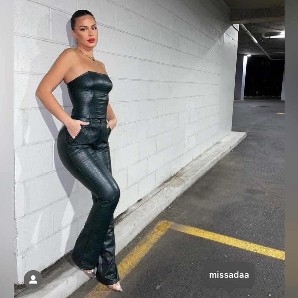 Naked Wardrobe Crocodile Bootcut Pants Black Size XL